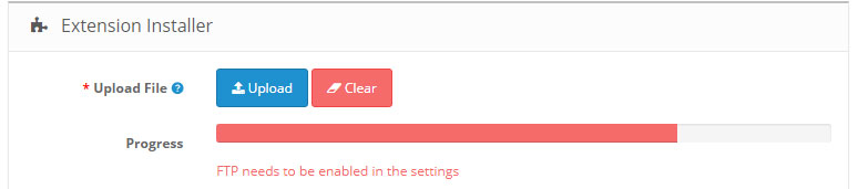 opencart ftp needs to be enabled in the settings